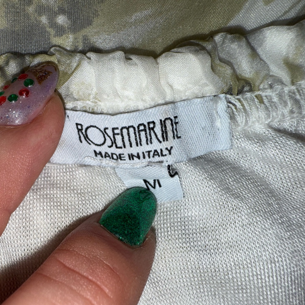Rosemarine 100% Silk Floral Balloon Hem Blouse Made in Italy- Size Medium - Picture 10 of 11